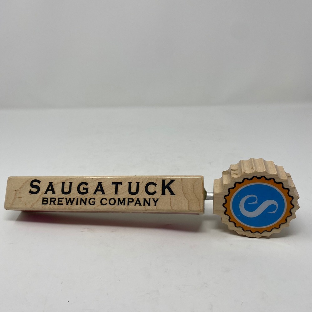 Saugatuck Brewing Company Neapolitan Beer Tap Handle Wood Bottle Cap Logo